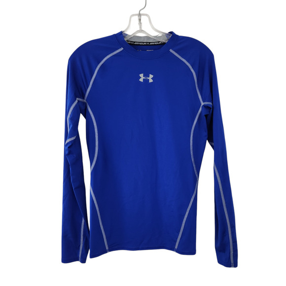 Under Armour HeatGear Compression Long Sleeve Shirt Men Blue Medium - Picture 1 of 3